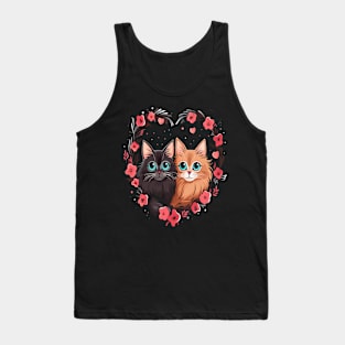 Somali Cat Couple Valentine Tank Top